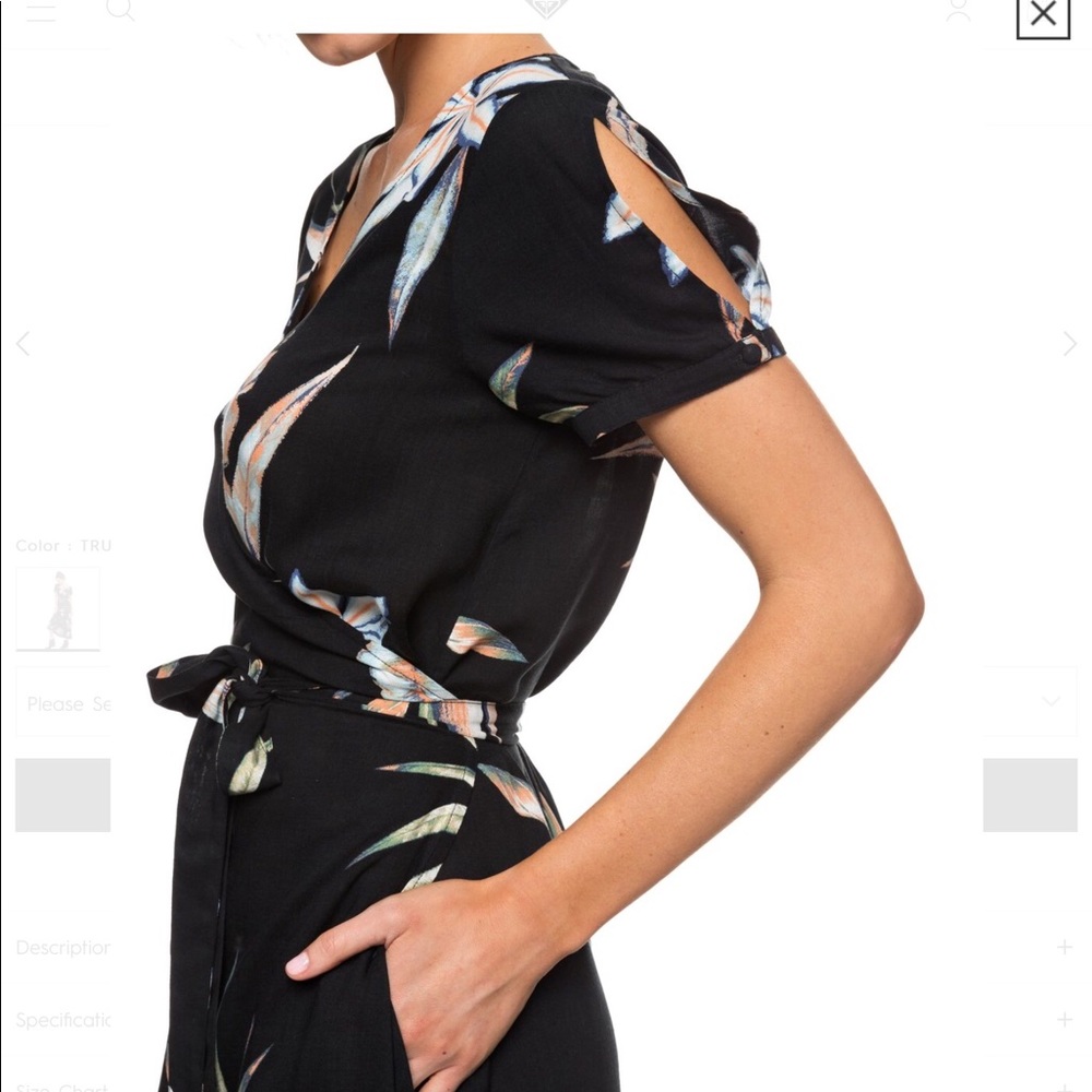 🌺NWT Roxy Hawaiin Black Floral Wrap Dress🌺 - Picture 7 of 8